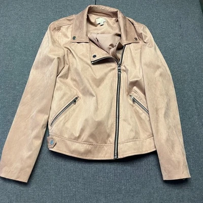 Chaqueta de moto LOFT para mujer talla M rosa rubor imitación gamuza cremallera bolsillos delanteros forrada Foto 1 de 4