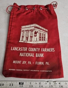 Borsa portamonete vintage Lancaster County Farmers National Bank Mount Joy Florin PA - Foto 1 di 3
