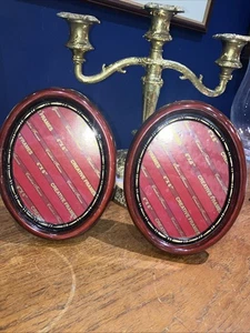 Quadro vintage due cornici ovali finto legno mogano vittoriano 5” X6” - Foto 1 di 6