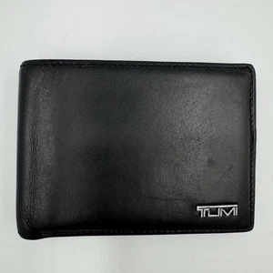 TUMI Delta Double Billfold Black Napa Leather Wallet ID Lock Bifold - Picture 1 of 9