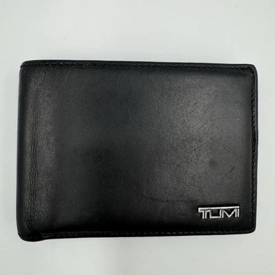 TUMI Delta Double Billfold Black Napa Leather Wallet ID Lock Bifold - Image 1 of 4