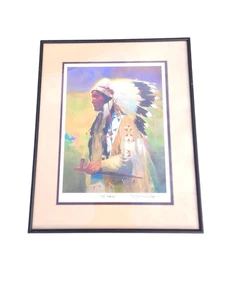 R. Tom Gilleon Limited Edition Indiana Chief Print -DOUBLE SIGNED 19" X 15" - Picture 1 of 4