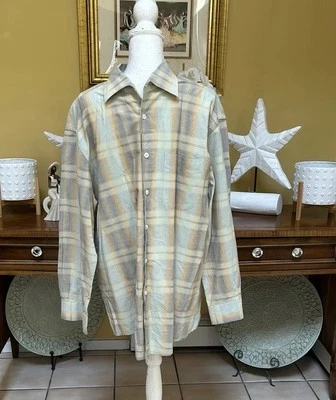 Camisa Aqua Zanella XL Para Hombre Manga Larga A Cuadros Hecha en Italia Algodón Abotonada Foto 1 de 4