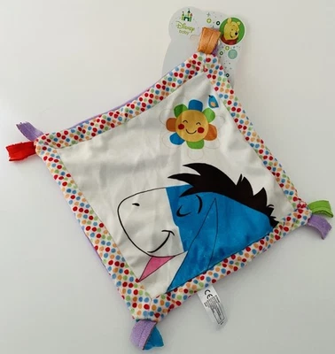 6334🌟Doudou Mouchoir Disney Nicotoy Bourriquet Eeyore Plat Blanc Violet Fleur - Photo 1/2