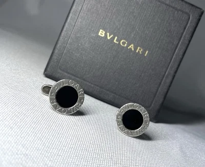 Autentici rari gemelli Bvlgari B-ZERO ovali argento e onice nero SV925 - Immagine 1 di 4