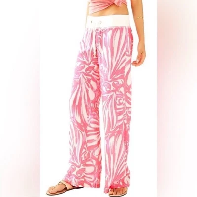 Lilly Pulitzer Linen Beach Pant in Sunrise Shimmy Shimmy Size Large - Image 1 of 4