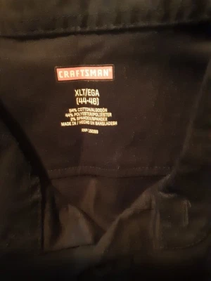 Camisa Craftsman Masculina XL Preta Trabalho Manga Curta Botão Frontal Zíper Bolso Nova Com Etiqueta - Imagem 1 de 2