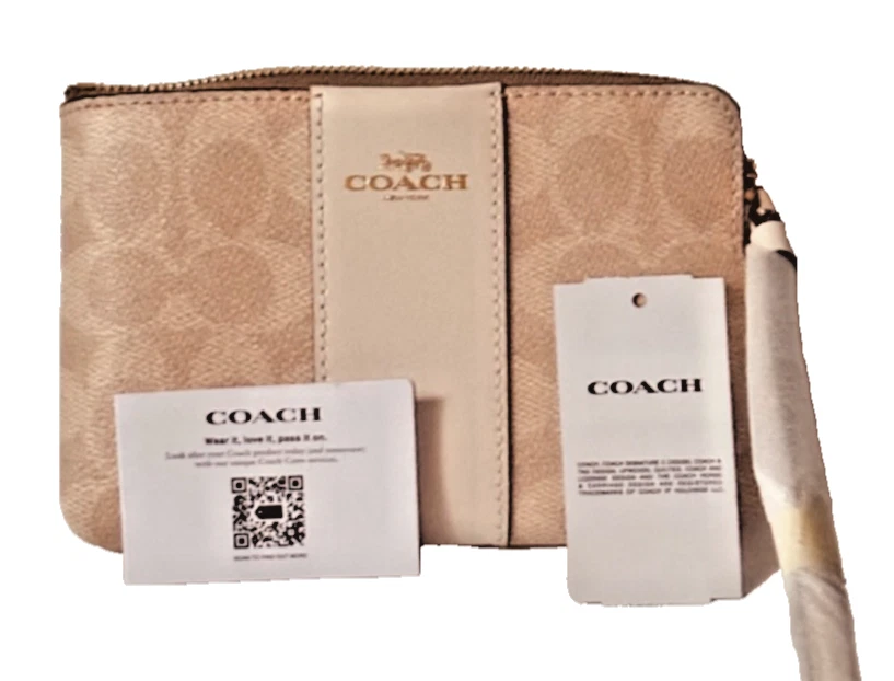 Coach Pouch Canvas Leather Signature CS602 Ladies Damage Details Stains on Face