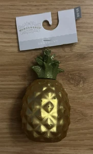 Wondershop Pineapple Glass Ornament 5”  Tall NWT Glitter Upside down Gag Florida - Picture 1 of 3