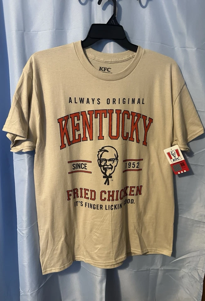 KFC Logo Collegiate Graphic T Shirt Short Sleeve Cotton Tan Men's Medium