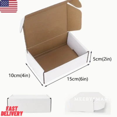 5~50 6x4x2in Shipping Boxes Pack White Corrugated Cardboard Boxes giftbox Bussin - Image 1 of 4