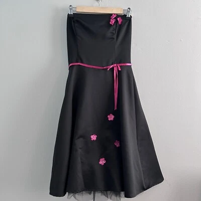 Vintage 90s y2k Rampage Dress Strapless Prom Size 9 Pink Black Goth Punk A Line - Image 1 of 4