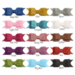 20PCS 9.5cm Three Layers Glitter Gold Powder Hair Bows Shiny Hairbows NO Clips - Picture 1 of 3