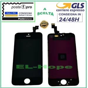 TOUCH SCREEN LCD DISPLAY RETINA PER APPLE IPHONE 5S SCHERMO NERO + FRAME - Foto 1 di 1