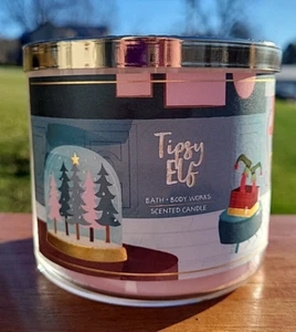 BATH & BODY WORKS Tipsy Elf Vanilla Nutmeg Butter Rum Christmas CANDLE 3 WICK - Picture 1 of 10