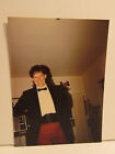 VINTAGE FOUND PHOTOGRAPH COLOR ART OLD PHOTO 1980S MAN SMILE TUXEDO MULLET HAIR