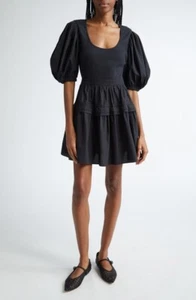NEW ULLA JOHNSON Tilda BLACK Mixed Media Mini dress SIZE L - Picture 1 of 9