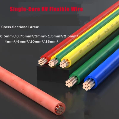 Cable eléctrico de PVC con núcleos de cobre puro para autocaravana de un solo núcleo 0,5 mm²-16 mm² Foto 1 de 4