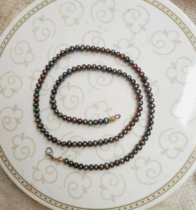 Collana fatta a mano perle naturali pietre preziose argento sterling 925 misura 20" - Foto 1 di 3