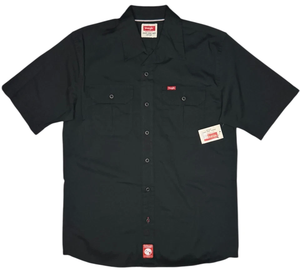Wrangler #11738 NUEVA Camisa Para Hombre Negra Calce Relajado Manga Corta Foto 1 de 1