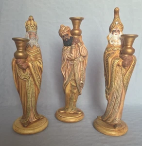Set of 3 Resin Wise Men Candleholders (Taper Candle) - Picture 1 of 12