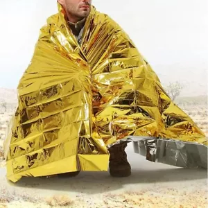 Emergency Thermal Poncho Blanket Lightweight Folding Water Resistant Windproof - Picture 1 of 24
