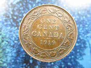 Kanada 1 Cent 1919 George V Canadian Large Penny h8060 Münze - Bild 1 von 2