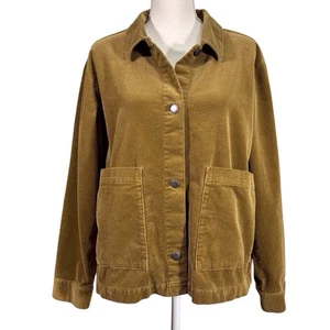 Eileen Fisher Corduroy Jacket Chore Coat Stretch Organic Cotton Large Brown - Picture 1 of 9