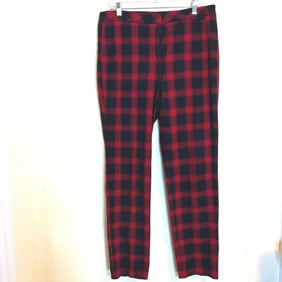 Pantalones J Jill Premium Bi elásticos rojos y negros a cuadros para mujer talla 14 frente plano Foto 1 de 4