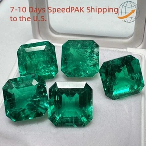 Lab Grown Emerald Stones 0.1-10ct Asscher Cut Sparkling for DIY Jewelry Making  - Picture 1 of 18