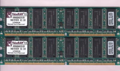 512MB 2x256MB PC3200 KINGSTON KVR400AK2/512R DDR-400 INFINEON Memory Kit DDR1 - Image 1 of 2