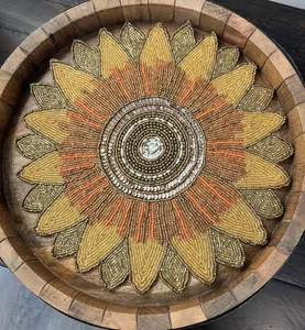 Beaded Placemat Sunflower 14" X 14" By Laurel Grove Excellent! - Picture 1 of 6