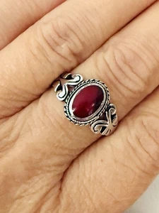 Chapal Zenray Sterlingsilber und Granat Schnörkel Design Schmetterling Ring Größe 9 - Bild 1 von 6