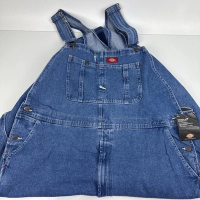 Dickies Blue Denim Overalls Mens 43x30 Medium Wash Bib Carpenter Workwear Farmer - Image 1 of 4