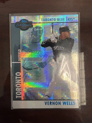 2008 Topps Co-Signers Vernon Wells Hyper Plaid Blue #43/50  Blue Jays - Image 1 of 2