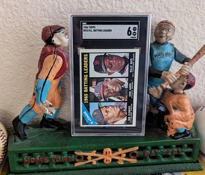 1966 Topps -SGC 6 NL Líderes de bateo Willie Mays, Roberto Clemente, Hank Aaron Foto 1 de 4