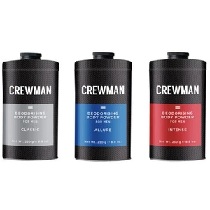 Crewman Mens 3 Pack 250g Talc Free Body Powder Classic Allure and Intense - Picture 1 of 4