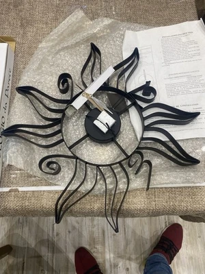 Orologio da parete diametro 38 country sole in ferro battuto nuovo - Immagine 1 di 4