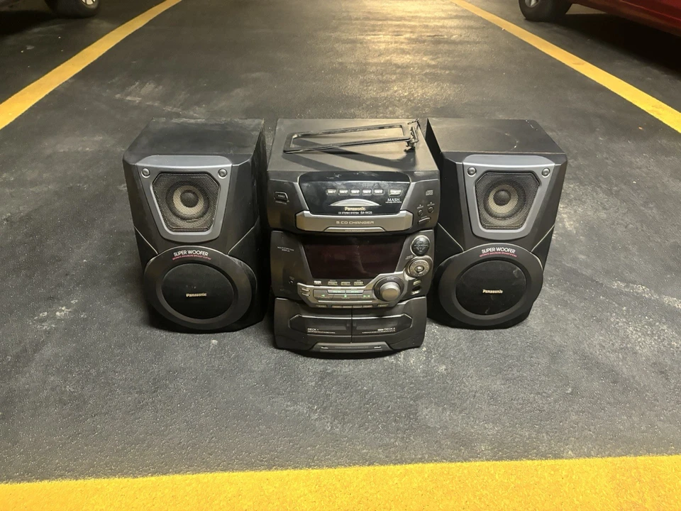 Panasonic Radio Stereo System Boombox SA-AK25 5 CD Changer dual Tape Fully Works - Image 1 of 4