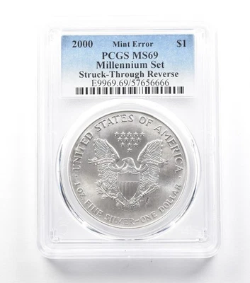 2000 American Silver Eagle Millennium Set Struck Thru Reverse MS69 PCGS *2196 - Image 1 of 3
