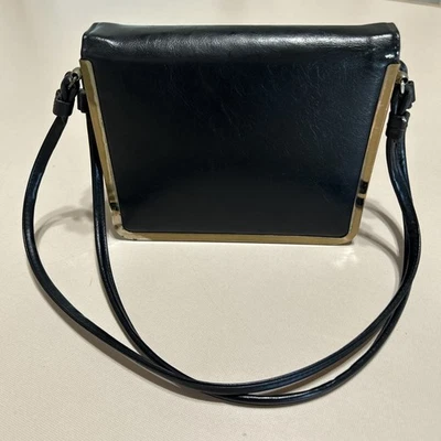 Vintage Markay Purse Black Shoulder Bag double straps Metal Trim 60s 70s Retro - Image 1 of 4