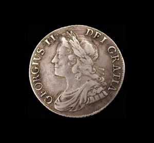 GEORGE II 1741 SILVER SHILLING - ROSES IN ANGLES - Picture 1 of 2