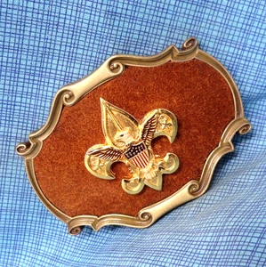 BSA Pfadfinder Emblem Gürtelschnalle Wildleder Ledereinlage Vintage 1978 Raintree .GMP691 - Bild 1 von 12