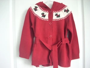 Gymboree HOLIDAY FRIENDS Red Scottie Dog Cardigan Sweater Girl Size 4 EUC Winter - Picture 1 of 11