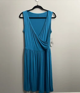 A.N.A Damen türkis Faux Wickelkleid M ärmellos Pullover Stretch Freizeit schick - Bild 1 von 13