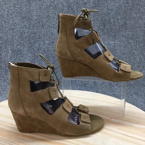 Dolce Vita Sandals Womens 9 Lorena Casual Back Zip Gladiator Wedge Brown Suede - Picture 1 of 19