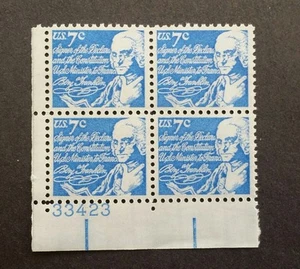 Bloque de 4 placas Scott # 1393D Benjamin Franklin 1972 como nuevo 7 centavos casi nuevo - Imagen 1 de 1