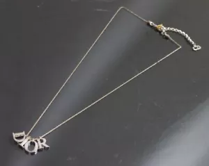 Authentic Christian Dior Necklace logo Vintage Metallic #1445 - Picture 1 of 8