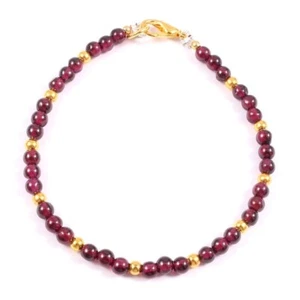 Red Garnet 4-5MM Smooth Round Gemstone Beads Women Beautiful Bracelet Gift 6-8" - Picture 1 of 9