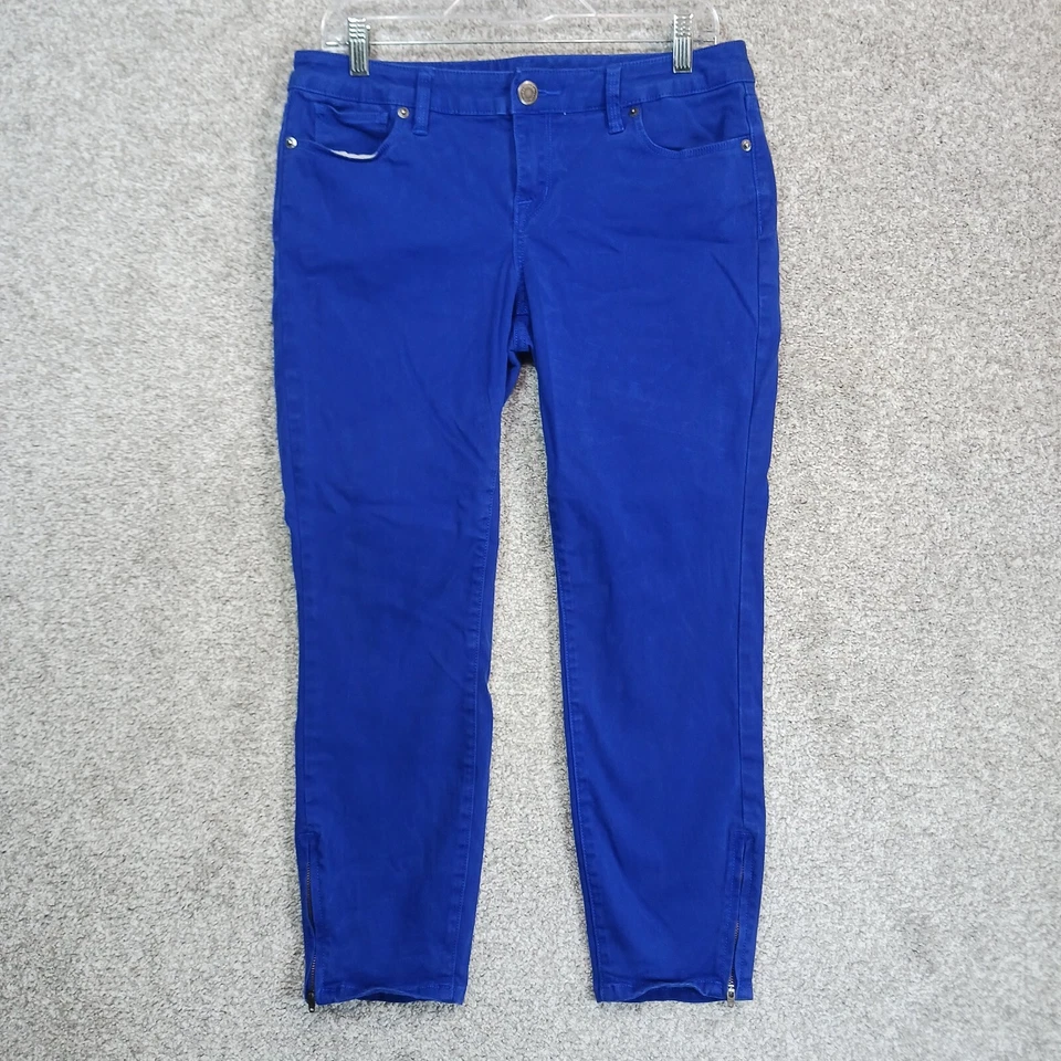 Calça jeans The Limited 678 feminina 10 azul royal jeans cintura média zíper bainha elástica - Imagem 1 de 4